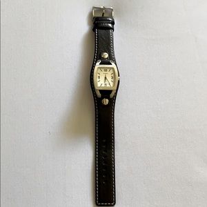 Fossil black leather watch